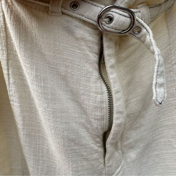 ANTHROPOLOGIE Linen Shorts Women Large Belted Relaxed Neutral Beach Resort - Picture 7 of 10